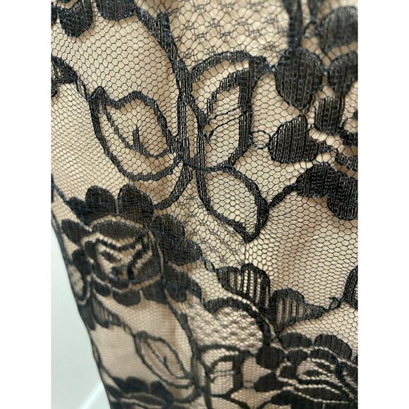 Women's Elizabeth Wayman New York Black Lace Shift Dress Tan Lining Size 6 - Picture 6 of 7